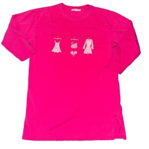 Vintage Rare Victoria’s Secret Nightshirt Bright Pink Outfits On Front Large